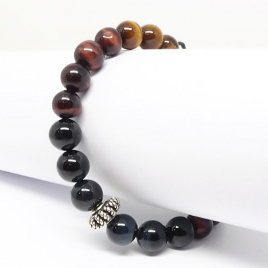 Bracelet homme oeil de tigre et hématite