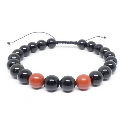 Obsidienne et jaspe rouge, Bracelet homme