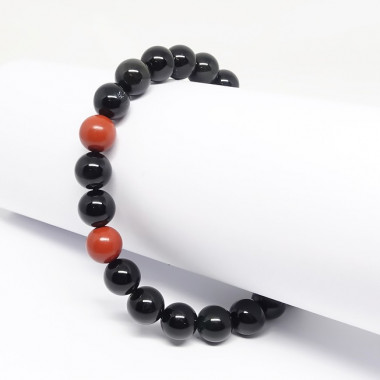 Grenat et obsidienne, Bracelet homme