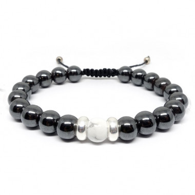 Bracelet homme oeil de tigre et hématite