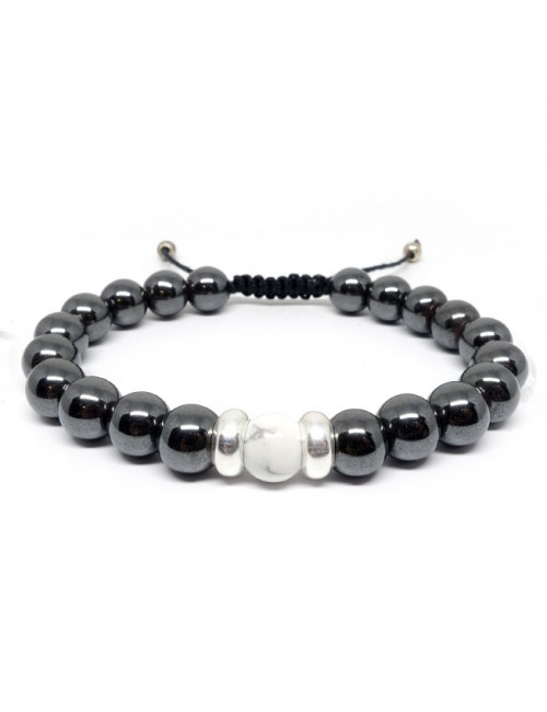 Hematite et howlite, Bracelet homme Hematite et howlite, Bracelet homme