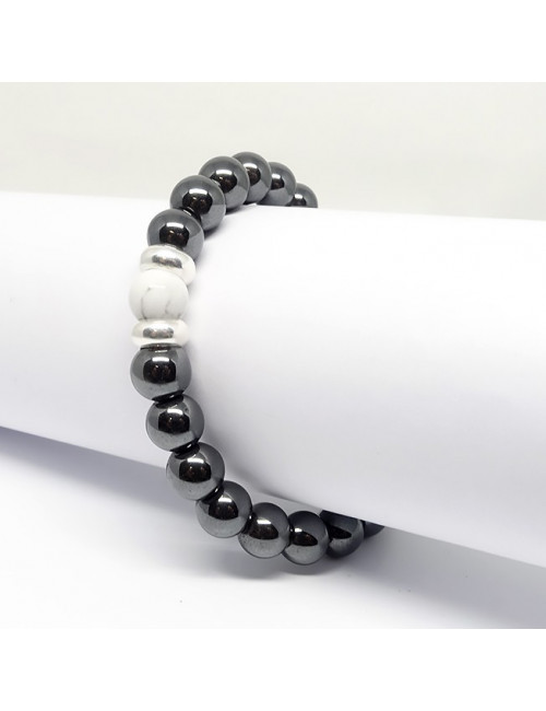 Hematite et howlite, Bracelet homme