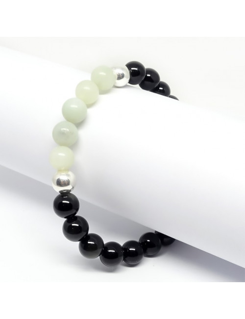 Obsidienne et jadéite, Bracelet extensible