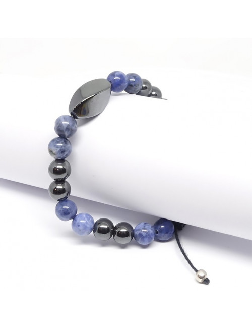 Sodalite et hématite, Bracelet homme