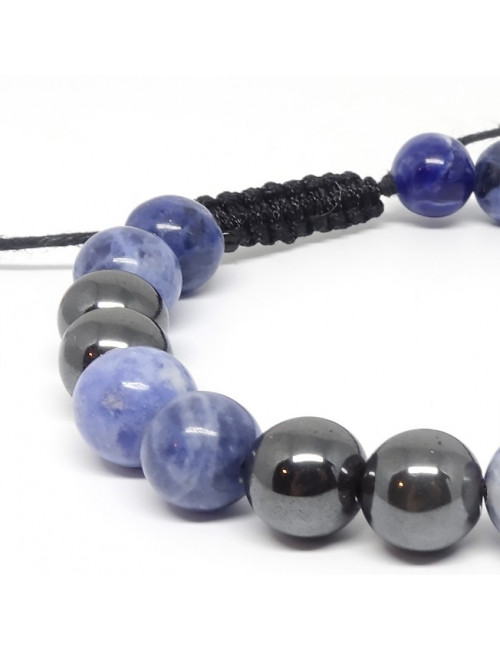 Sodalite et hématite, Bracelet homme