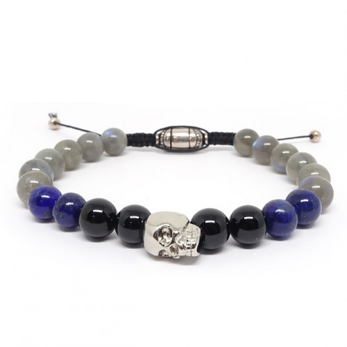 Onyx, lapis lazuli et labradorite, Bracelet homme