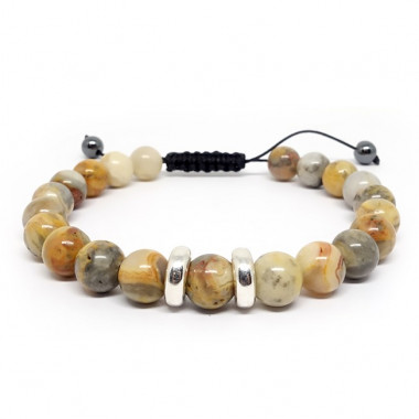 Bracelet homme oeil de tigre et hématite