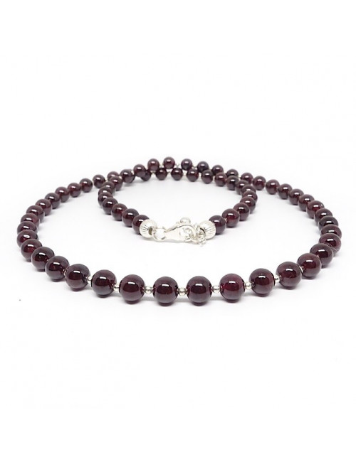 Grenat et argent, collier création