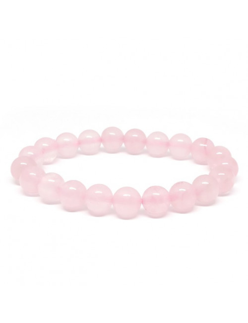 Quartz rose, Bracelet extensible perles de 8 mm