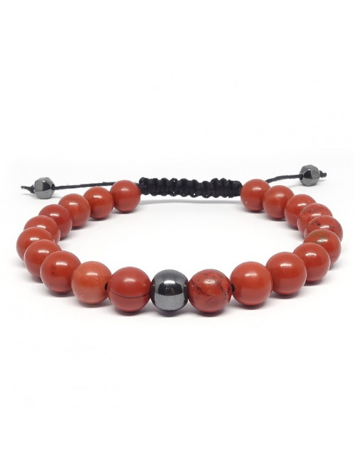 Jaspe rouge et hématite, Bracelet homme Jaspe rouge et hématite, Bracelet homme