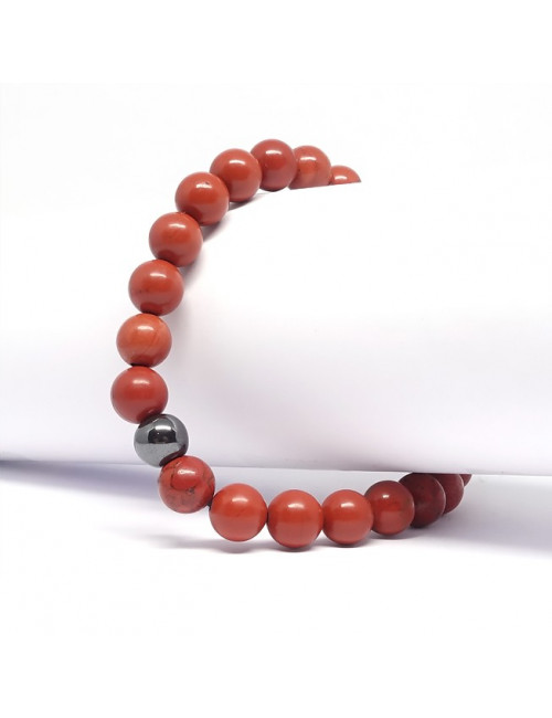 Jaspe rouge et hématite, Bracelet homme