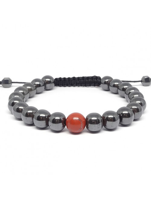 Jaspe rouge et hématite, Bracelet homme Jaspe rouge et hématite, Bracelet homme