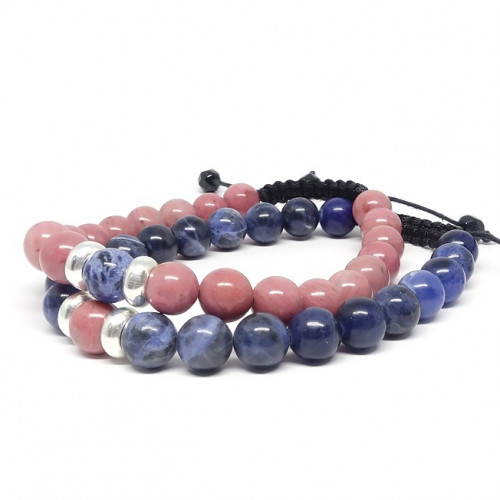 Agate mousse et cornaline, Bracelet DUO
