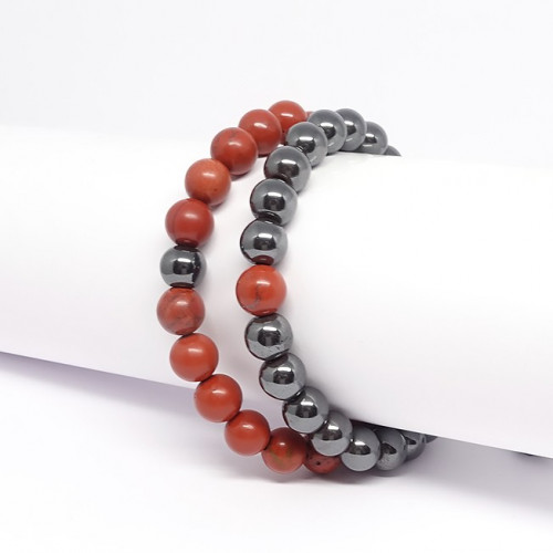 Agate mousse et cornaline, Bracelet DUO