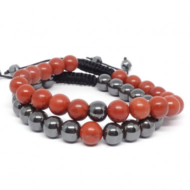 Agate mousse et cornaline, Bracelet DUO