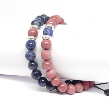 Agate mousse et cornaline, Bracelet DUO