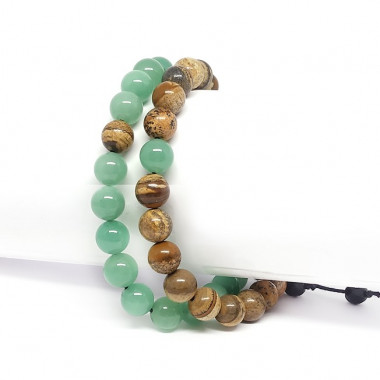Agate mousse et cornaline, Bracelet DUO