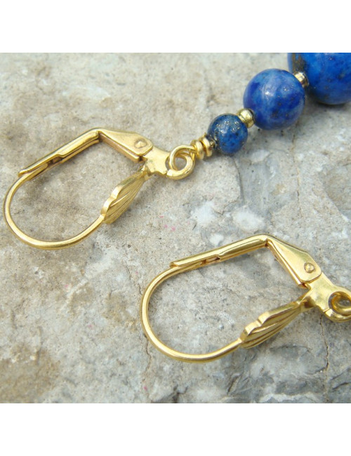 Boucles d'oreilles lapis lazuli et pl or 3microns