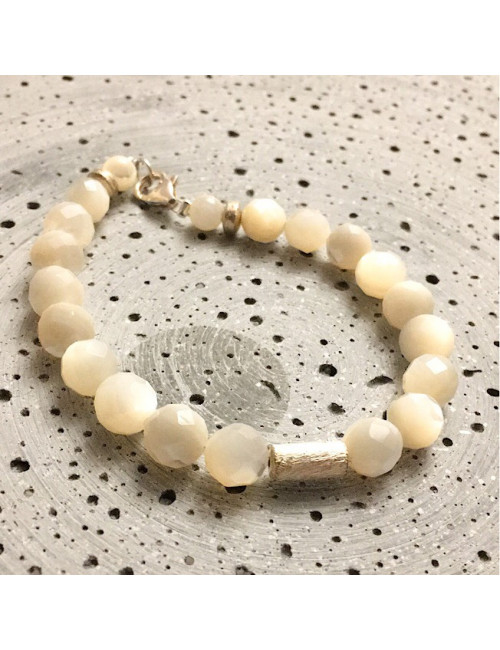 Nacre naturelle facettée, Bracelet création