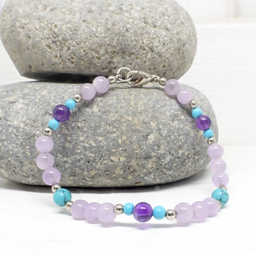Améthyste et turquoise, Bracelet création Améthyste et turquoise, Bracelet création