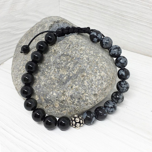 Pierre fine et argent pour homme avec fermeture shamballa