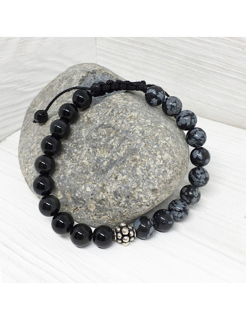 Pierre fine et argent pour homme avec fermeture shamballa