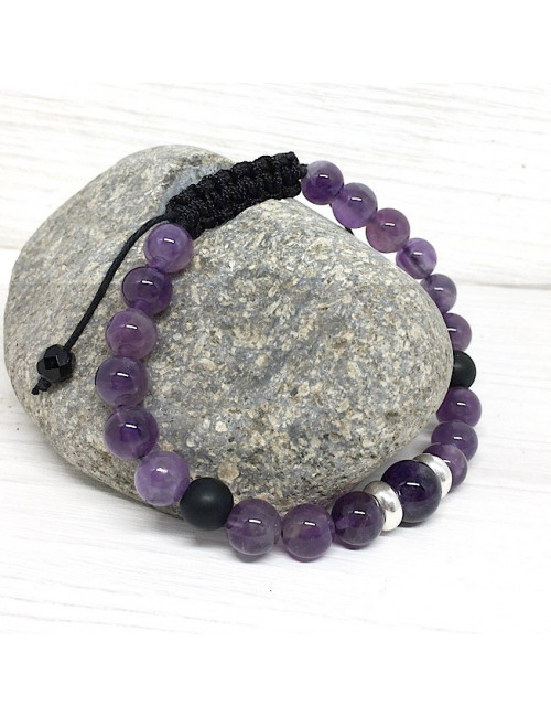 Améthyste et onyx mat, Bracelet