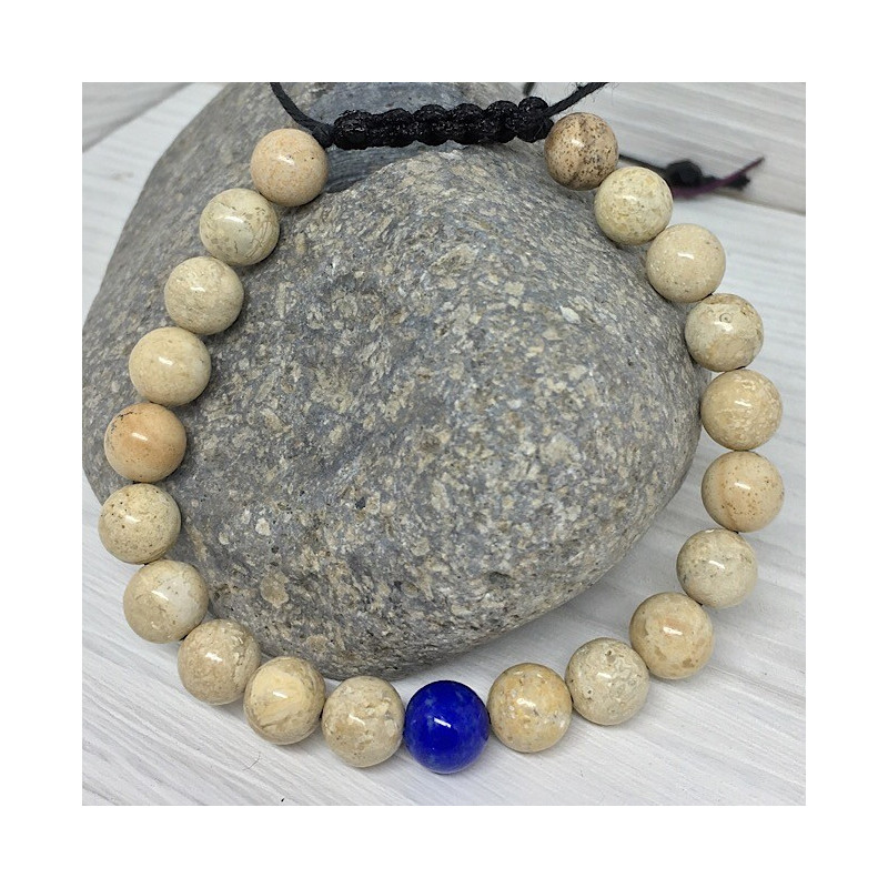 Perles 8 mm de Jaspe paysage et lapis lazuli