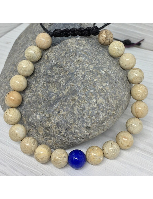 Perles 8 mm de Jaspe paysage et lapis lazuli