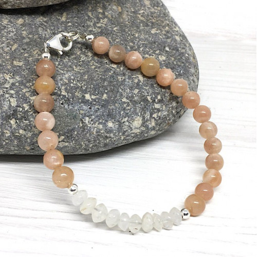 Pierre de soleil et Pierre de lune, Bracelet création