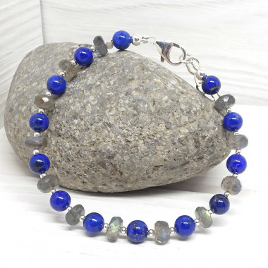 Bracelet homme onyx, lapis lazuli et labradorite