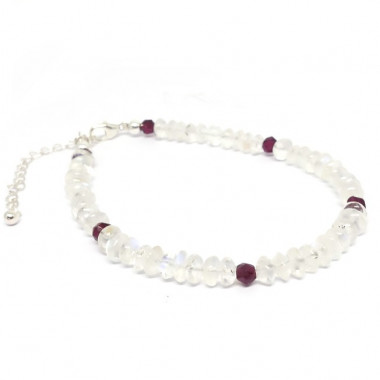 Bracelet grenat et pierre de lune