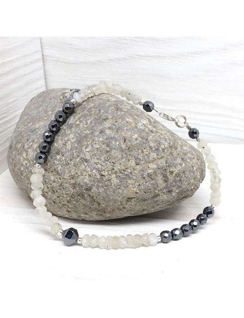 Bracelet grenat et pierre de lune