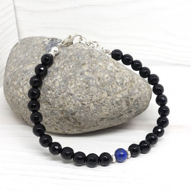 Onyx facetté, rubis et bohémian Crystal, bracelet