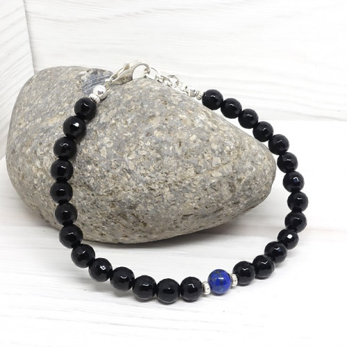 Onyx facetté, rubis et bohémian Crystal, bracelet