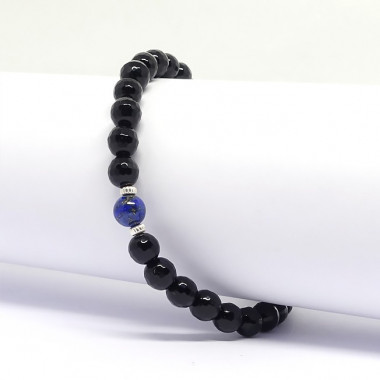 Onyx facetté, rubis et bohémian Crystal, bracelet