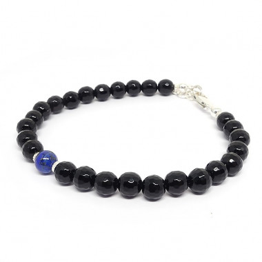 Onyx facetté, rubis et bohémian Crystal, bracelet