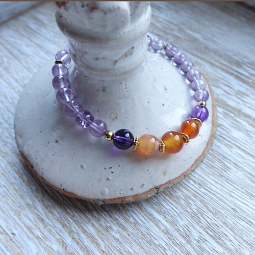Améthyste et labradorite, bracelet élastique