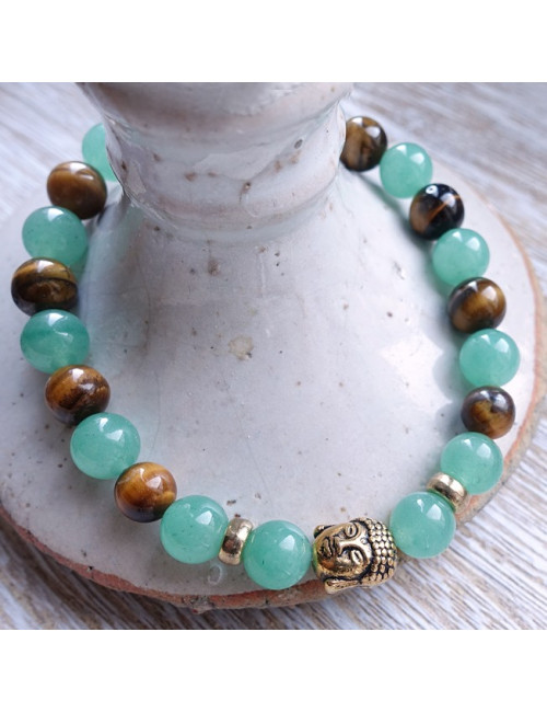 Aventurine et Oeil de tigre, bracelet élastique