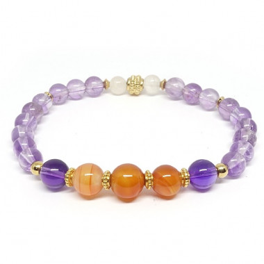 Améthyste et labradorite, bracelet élastique