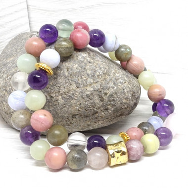 Mix douceur et optimisme, Bracelet double rang extensible