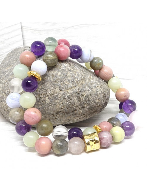 Mix douceur de vivre et optimisme, Bracelet double rang extensible