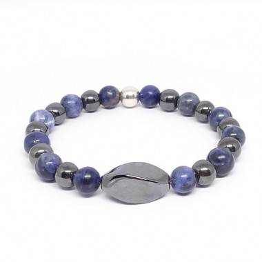 Sodalite et hématite, Bracelet homme