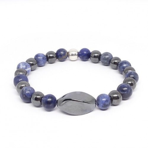 Sodalite et hématite, Bracelet homme