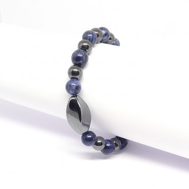 Sodalite et hématite, Bracelet homme