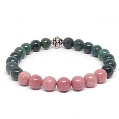 Agate mousse et rhodonite, Bracelet