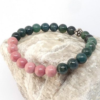 Agate mousse et rhodonite, Bracelet