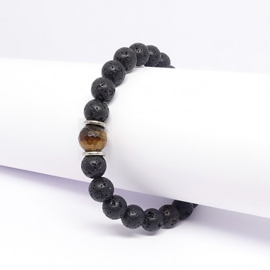 Bracelet homme oeil de tigre et hématite