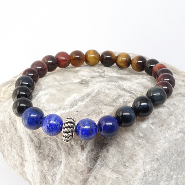 Bracelet homme oeil de tigre et hématite