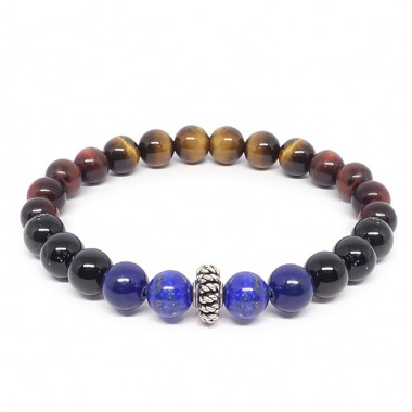 Bracelet homme oeil de tigre et hématite